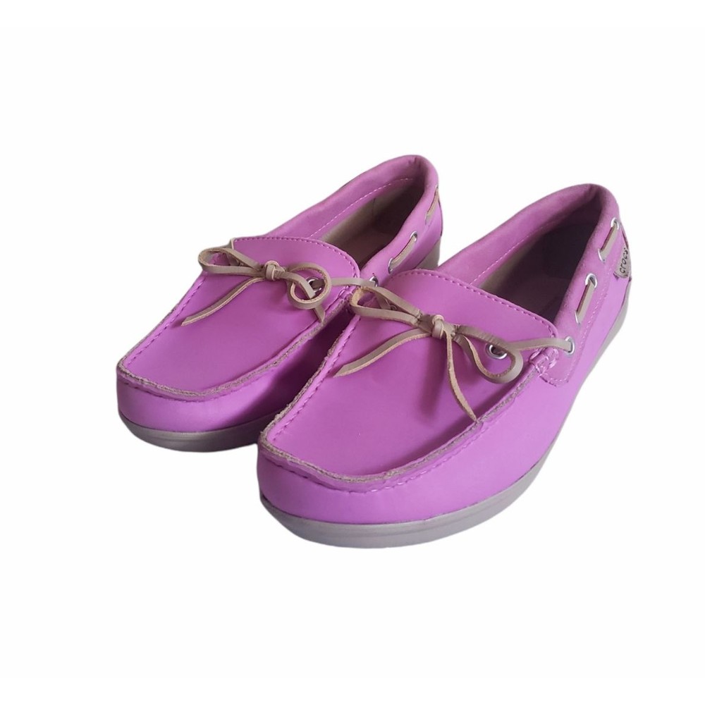 Crocs Women's Wrap Colorlite Boat Shoes Purple Lace Up Moc Toe Low Top Size 7
